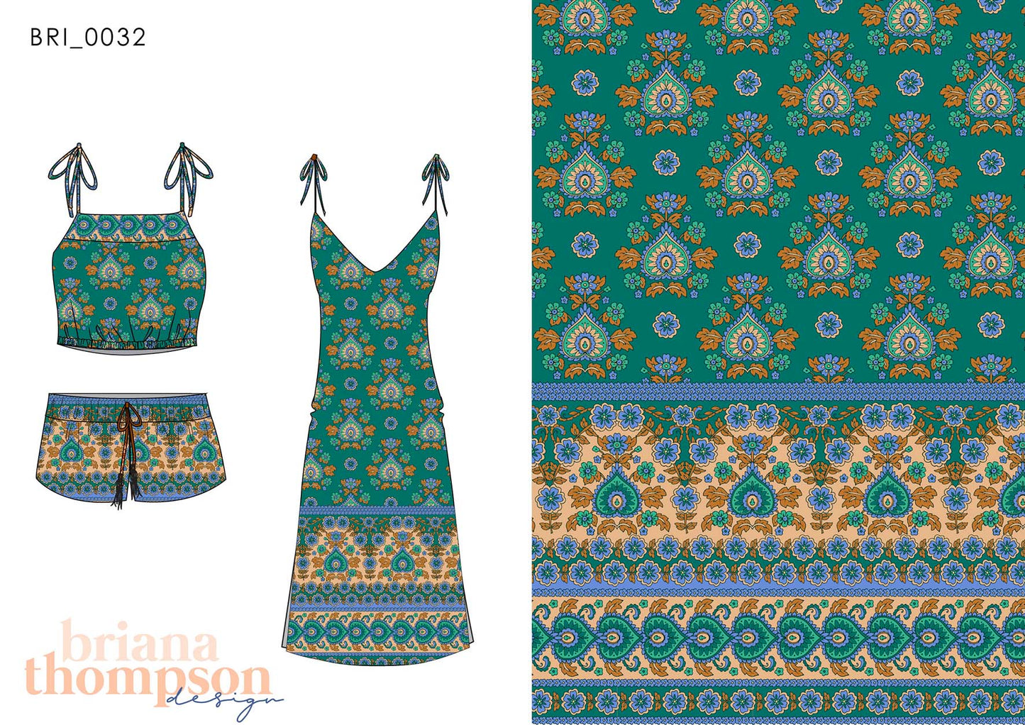 Babushka - Intricate & Eclectic Floral Bohemian Print for Clothing & Swimwear