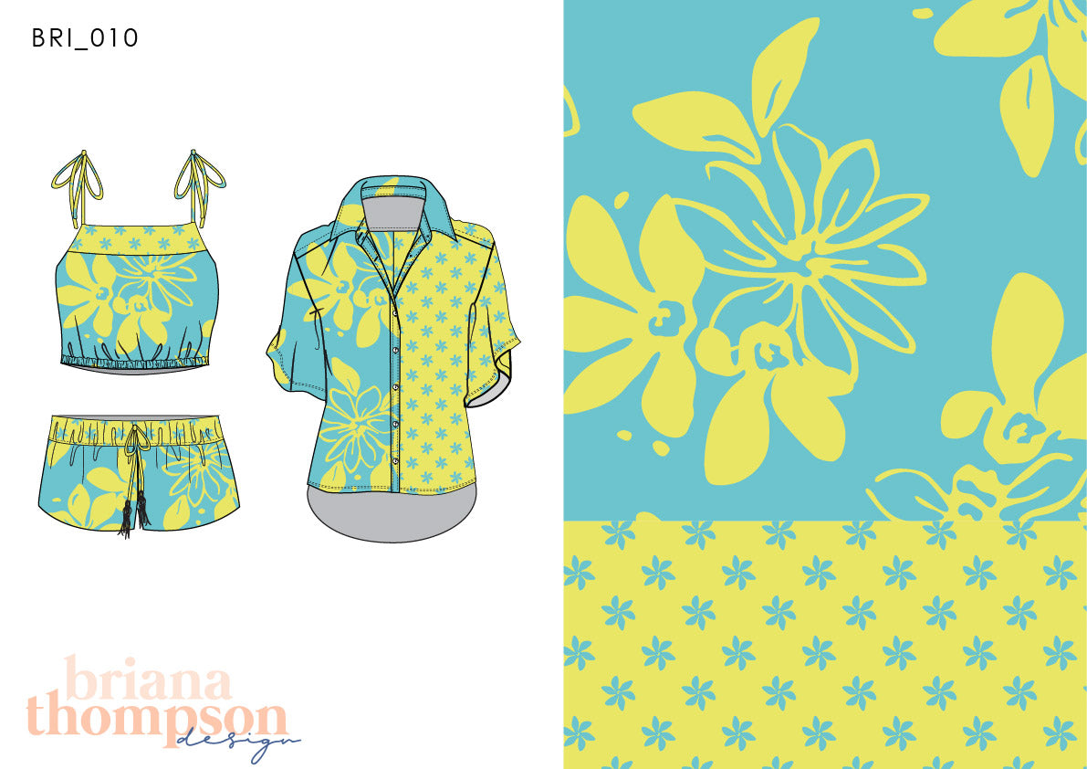 Push the little Daisies – Abstract Twin Floral Repeat Print
