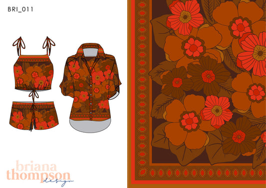 Lilac Wine - Oversized Retro Floral Scarf Print