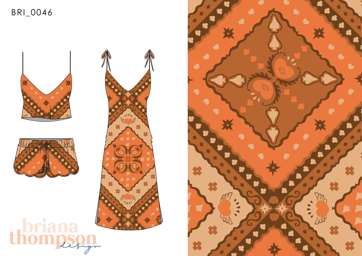 Peace Angel - Bohemian Style Scarf Print Design for Clothing & Swimwear