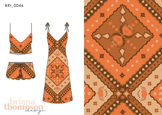 Peace Angel - Bohemian Style Scarf Print Design for Clothing & Swimwear