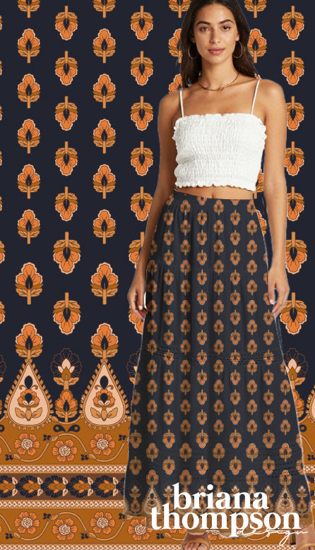 Harvest Moon - Boho Style Paisley Border Print