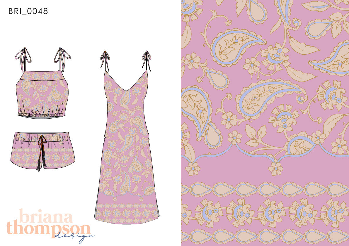 Bohemian Rhapsody - Eclectic Vintage Paisley Border Print for Clothing & Swimwear