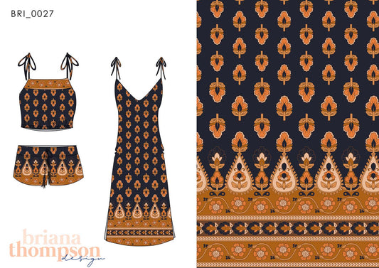 Harvest Moon - Boho Style Paisley Border Print