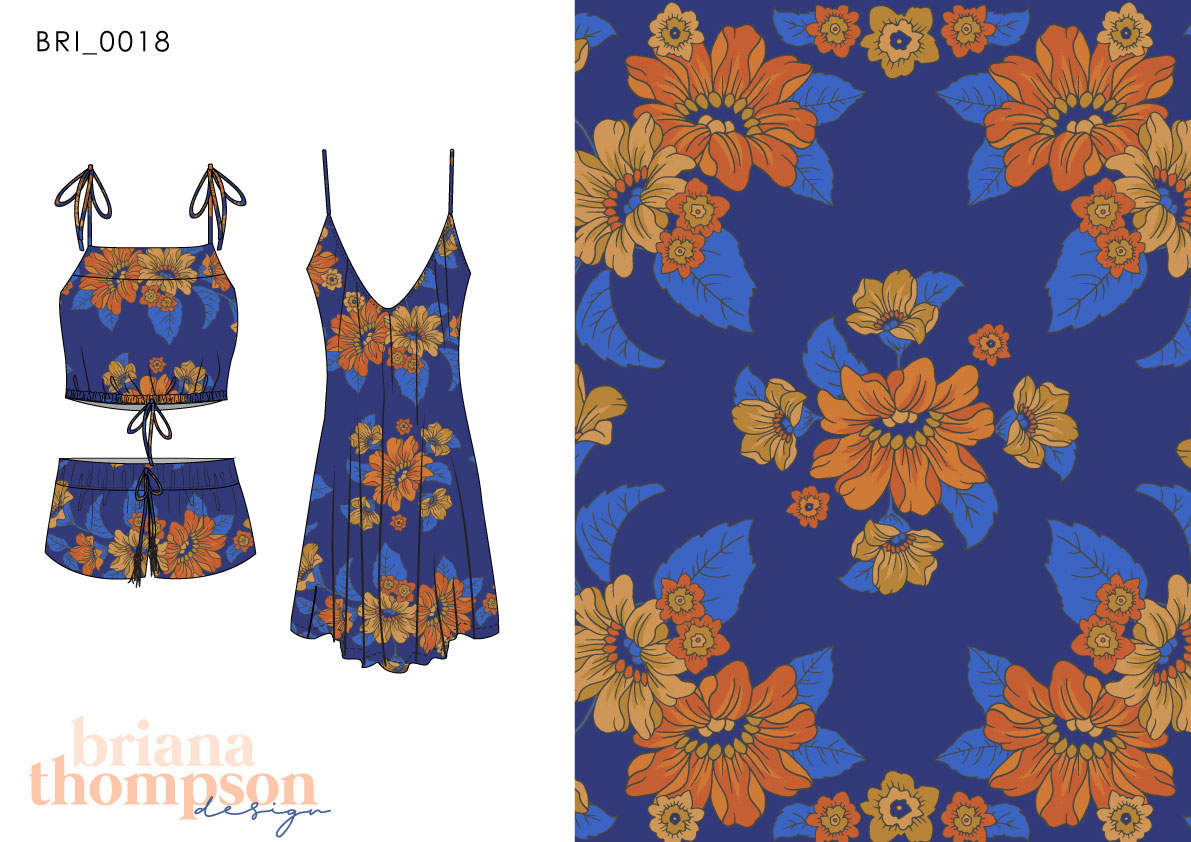 Tea Party - Vintage Inspired Hand-drawn Floral Scarf Print