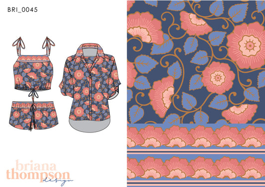 Gold Dust - Vintage Inspired Floral Bohemian Border Print for Clothing