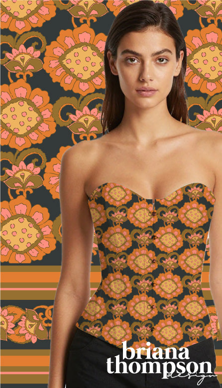 Soul Kitchen - Vintage Inspired Hand-drawn Wallpaper Border Print for Clothing
