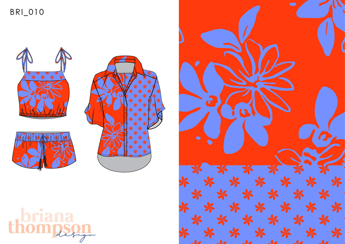 Push the little Daisies – Abstract Twin Floral Repeat Print