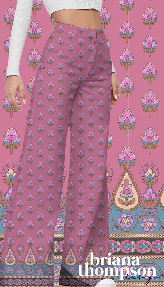 Harvest Moon - Boho Style Paisley Border Print