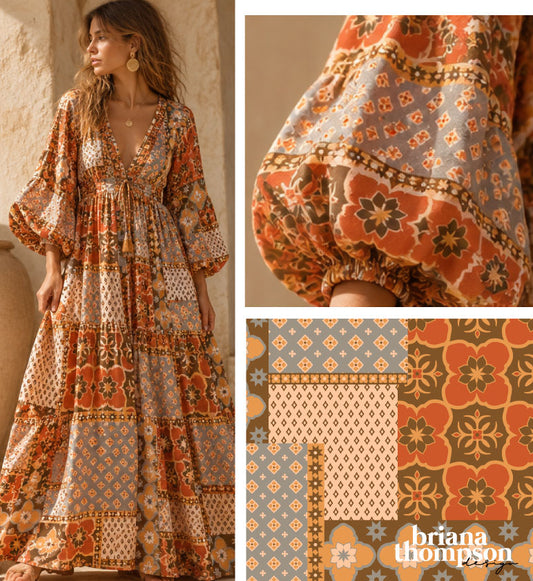 Age of Aquarius - Bohemian Patchwork Print